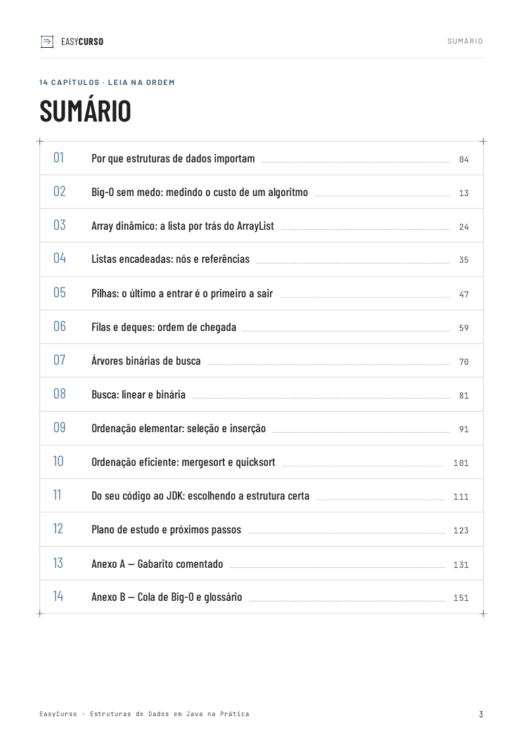 Página de amostra 1 do material Estruturas de Dados em Java na Prática