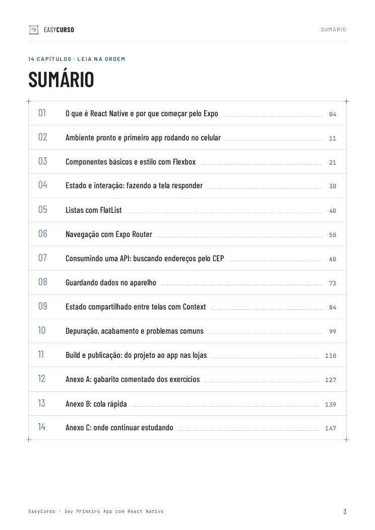 Página de amostra 1 do material Seu Primeiro App com React Native