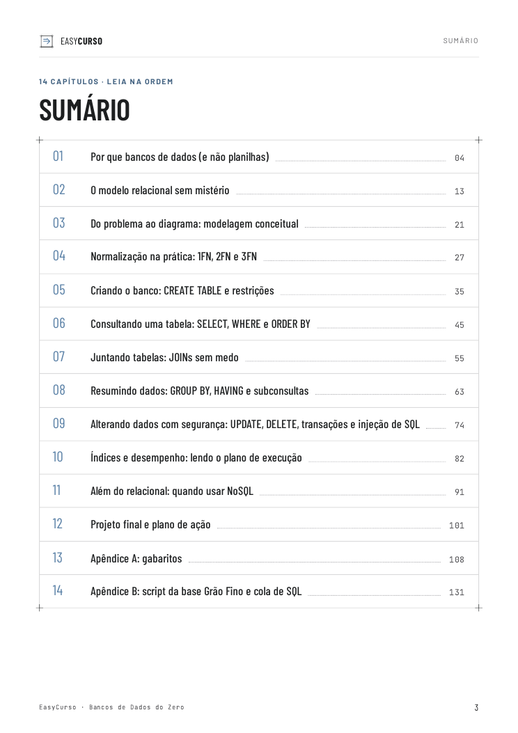 Página de amostra 1 do material Bancos de Dados do Zero