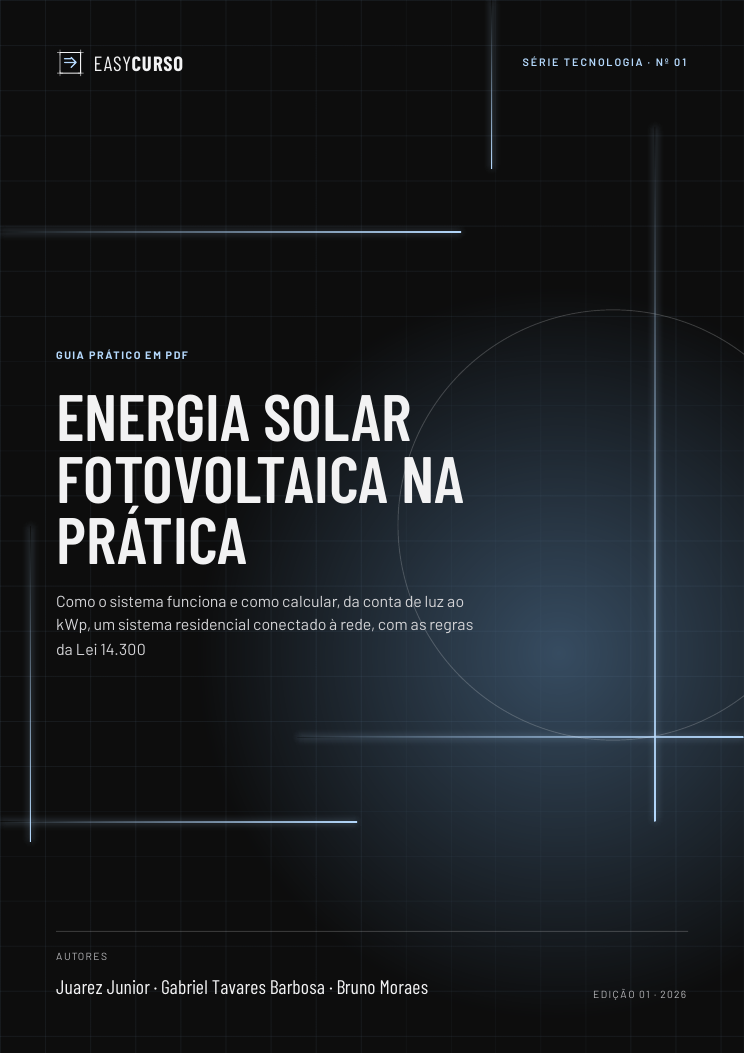 Capa do material Energia Solar Fotovoltaica na Prática