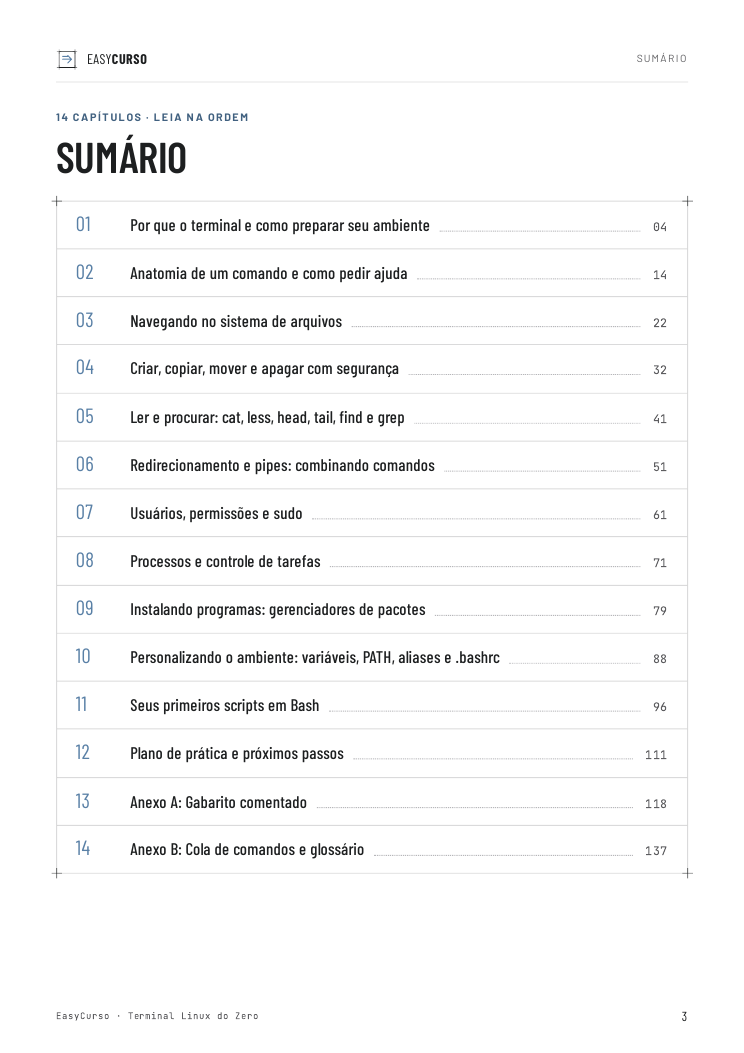 Página de amostra 1 do material Terminal Linux do Zero