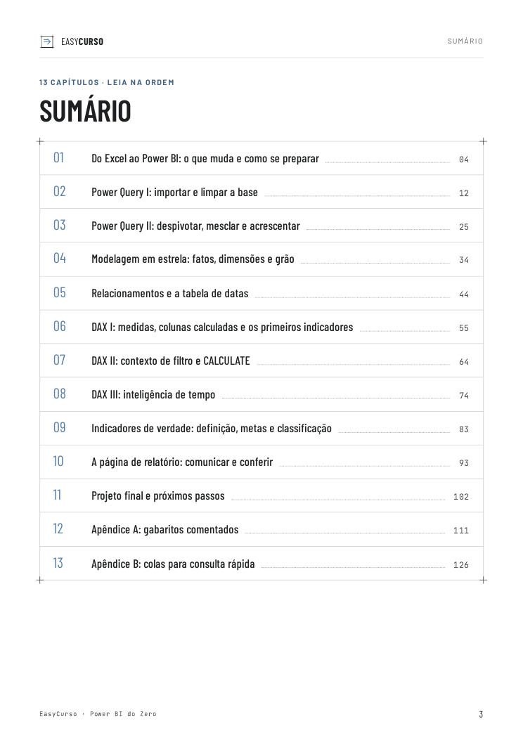 Página de amostra 1 do material Power BI do Zero
