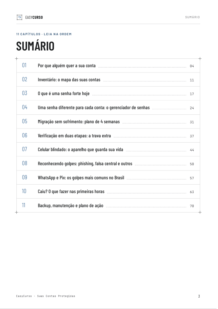 Página de amostra 1 do material Suas Contas Protegidas
